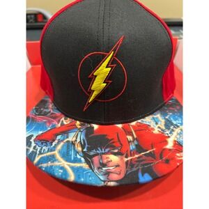 DC Comics Originals The Flash Kids Snapback Hat Red Black Comic Print Brim Cap